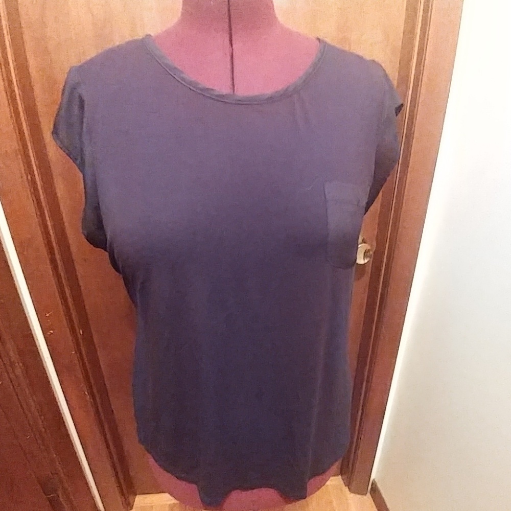Calvin Klein Cap Sleeved Scoop Neck Navy Top